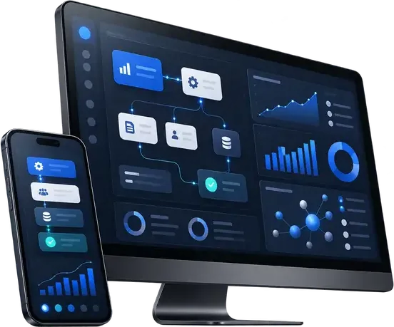 Digital transformation dashboard on desktop and phone